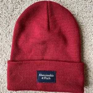 Abercrombie and Fitch Red Logo Patch Beanie